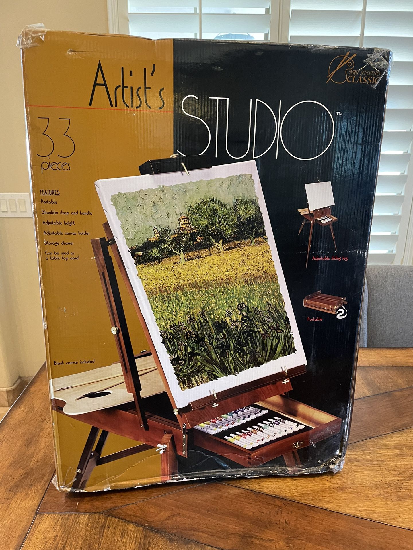Artist’s Studio 33 Piece Set-Easel, Canvas,Paints 