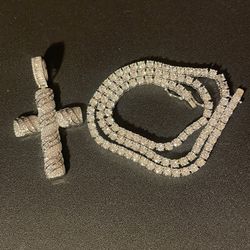 Iced Out Cross Tennis Chain