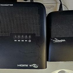 Rocketfish wireless HD video kit 
Key Features
Resolution: Supports full 1080p HD video.
Inputs: The transmitter includes 4 HDMI inputs with auto-swit