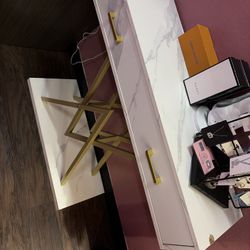 White And Gold Storage Cabinet 