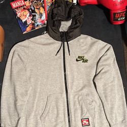 Nike  Air Official Athletics Full Zip Hoodie W/ Leopard Print Hood(Grey)