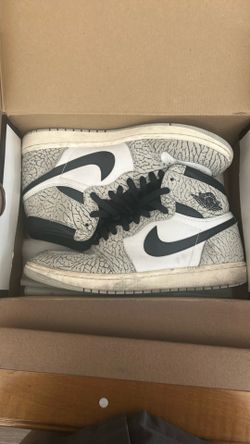 Jordan 1 White Cement Elephant Print