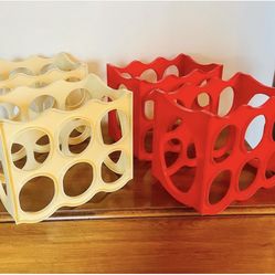 Set of 4 Mid-Century Modern Knoll Style Plastic Stackable Wine Racks 