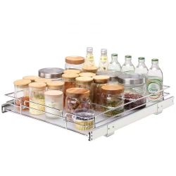 15.5"Wx21"Dx3.5"H Pull Out Cabinet Organizer, Heavy Duty Slide Out Pantry Shelves, Steel Roll Out Drawers, Sliding Drawer Storage for Home Under Sink,