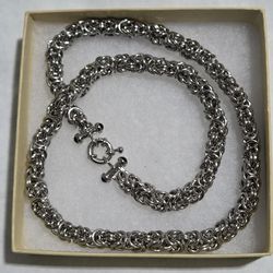 925 sterling silver rhodium plated byzantine necklace