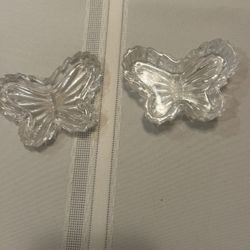 Antique Crystal Butterfly Container 