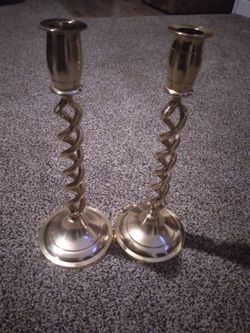 2 Brass Candlestick Holders