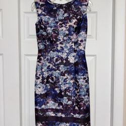 Adrianna Papell Blue, Purple & White Floral Dress - Size 2