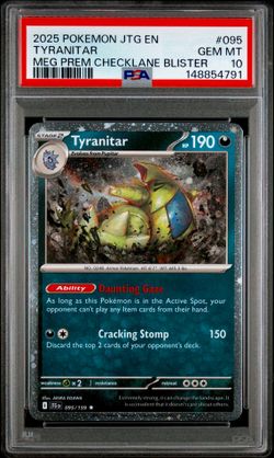PSA 10 GEM MINT POKEMON JTG EN-JOURNEY TOGETHER 095 TYRANITAR POP 6