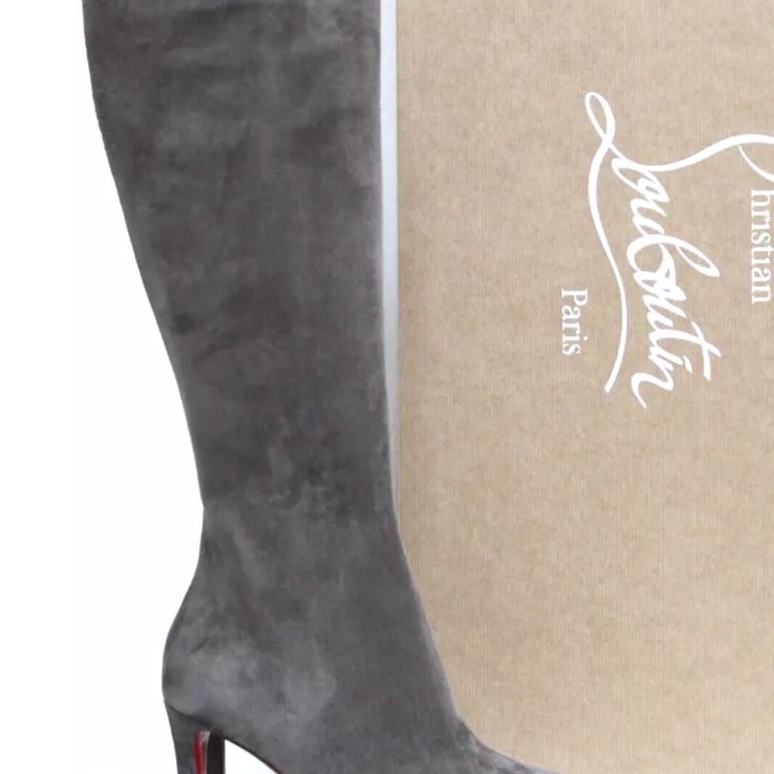 Suede Knee Boots Grey Louboutin Boots CHRISTIAN LOUBOUTIN PUMPPIE