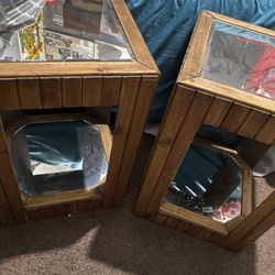 Wooden Tables w/ mirror panels