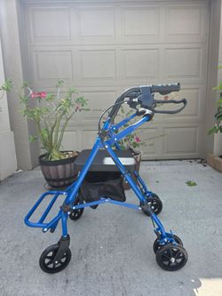 Rollator Walker with Seat, 6" Rubber Wheels All Terrain Rollator Walker, Lightweight Aluminum Walkers with Backrest