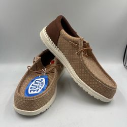 NEW Hey Dude Wally Funk Block Print Slip On Sneakers Men’s 11 Brown NWT