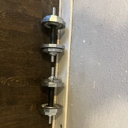 Pair of Sports Authority Standard Size adjustable dumbbells With Weight Plates