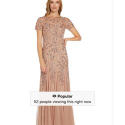 Adrianna Papell rose gold Gown 