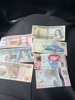 Old  Billetes De Guatemala México El Salvador Y Canadá 