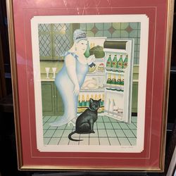 Stained and numbered portrait lady with kitty