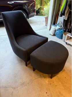 Side Occasional Armless Chair and Ottoman Navy Blue