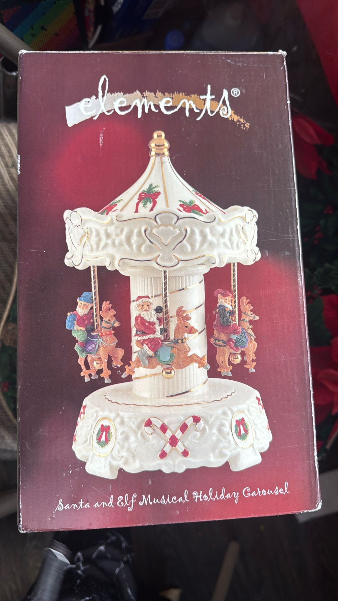 Santa And Elf Musical Holiday Carousel 