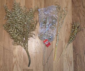 4 Gold Holiday Spray Picks Posable 16" - 22" Bendable