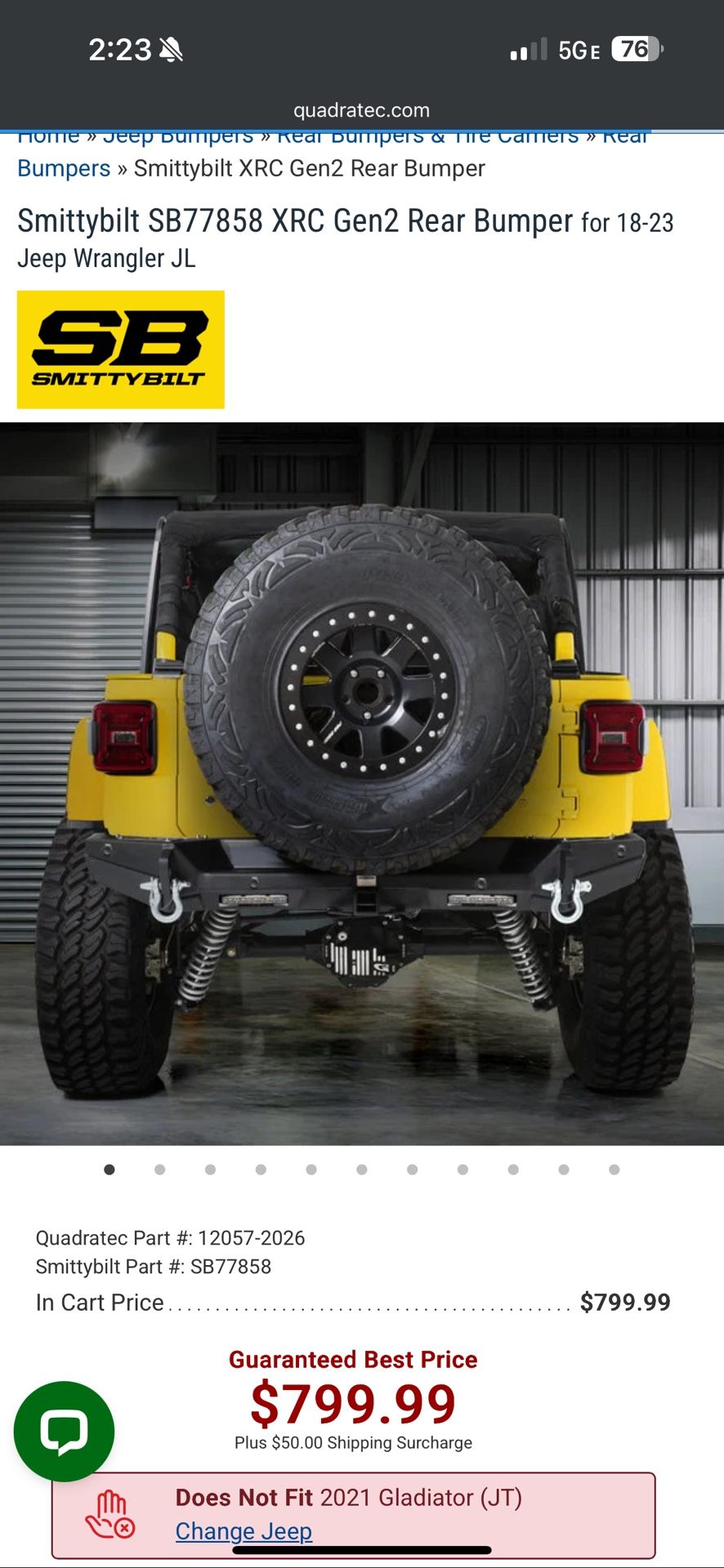 Jeep Wrangler Smittybilt Metal Bumper