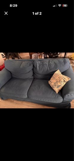 Blue loveseat couch