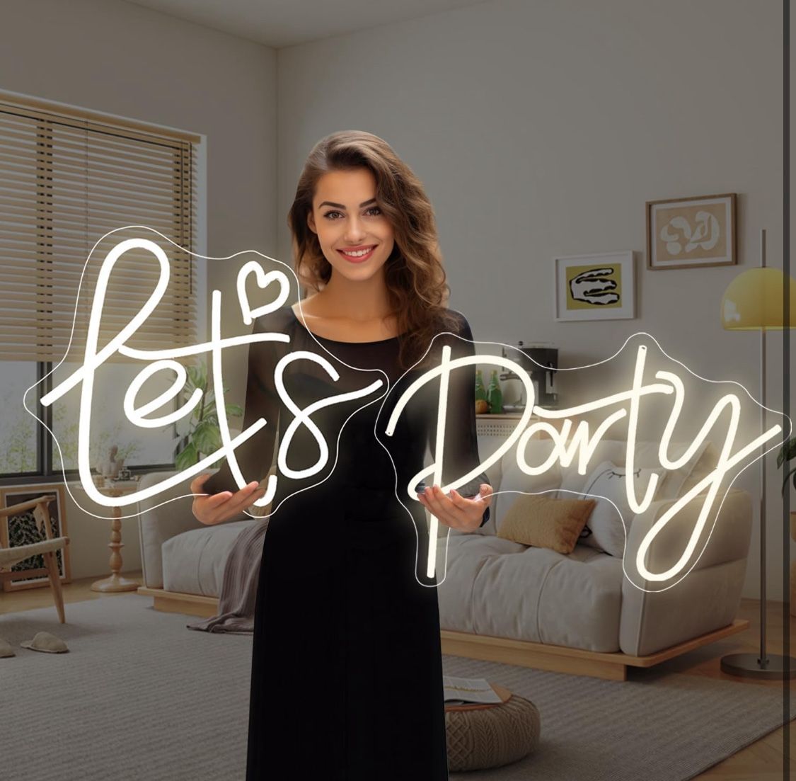 Super Large Let's Party Neon Sign for Bedroom Wall Super Neon Sign for Wall Decor for Bachelorette Party, Engagement Party, Birthday Party,Wedding Par
