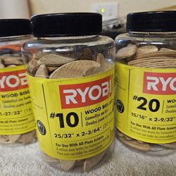 Wolfcraft and Ryobi Wood Biscuits 2-#0, 3-#10, 3-#20