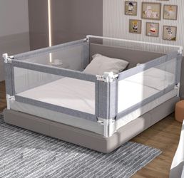 Queen Size Bed Rail Guard 3PC Adjustable Toddler Safety Bed Rail Grey