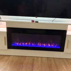 White Fireplace Tv Stand Up To 80incn 