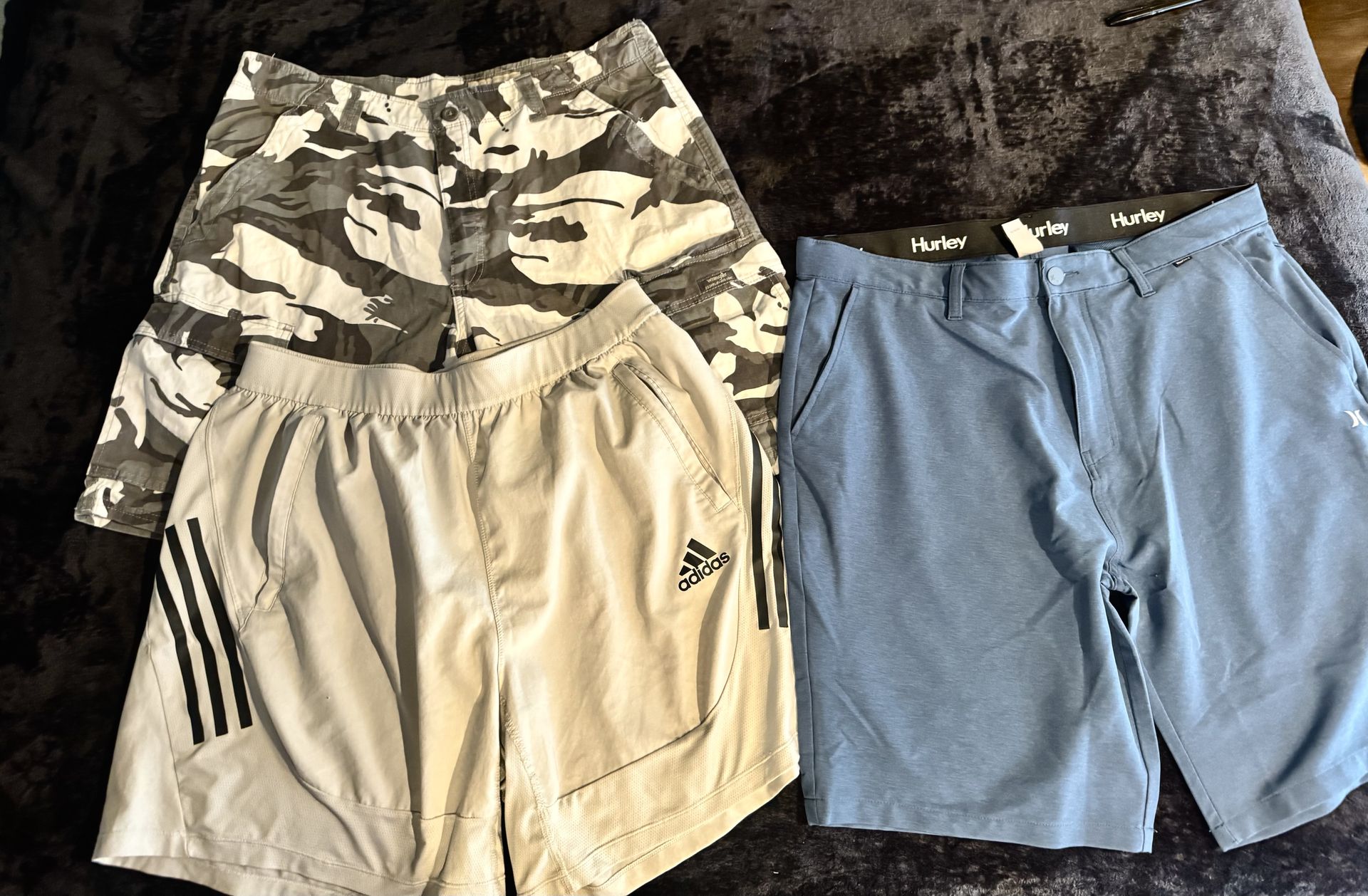 Men’s Adidas, levis, & Hurley shorts size 36, & 38
