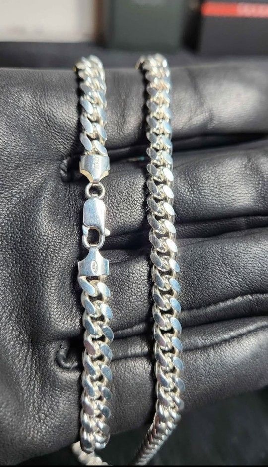 Brand New 7mm Silver Cuban Link Chain 24-inch 
