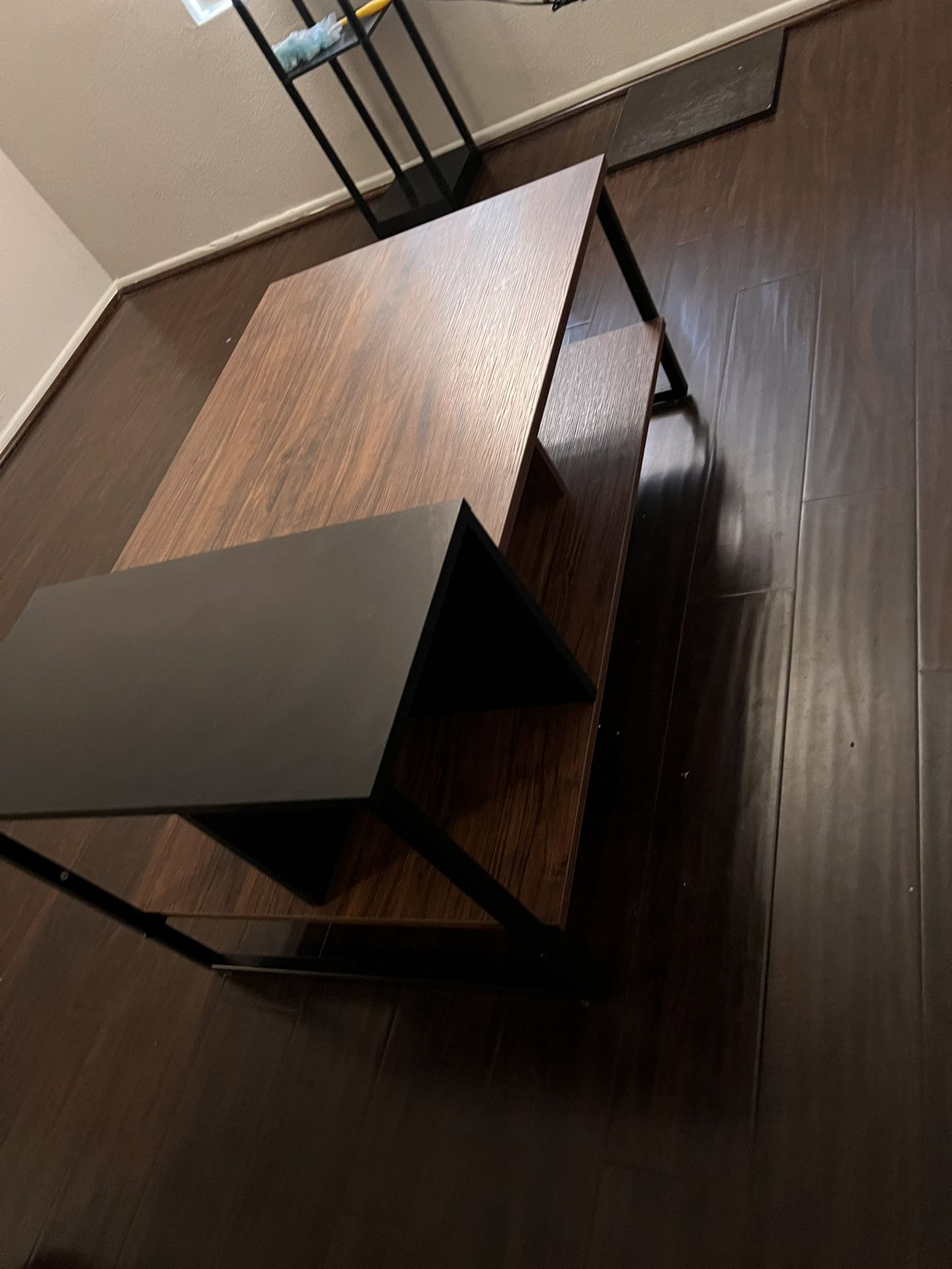 3 Dimension Dark Wood Coffee Table. Perfect For Any Living Room