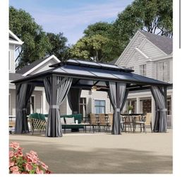 New In Boxes, 12x20 Polycarbonate Hardtop Gazebo With Curtain And Net