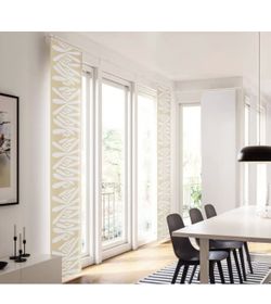 Set of 2 - Ikea RONNVARMAL Panel Curtain Blind Beige/White Leaves 24" x 118"