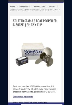 Stiletto Star 3.5 boat propeller C – 801211/RH 12 x 11 P