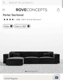 Rove Concept Velvet Black Sectional Sofa 