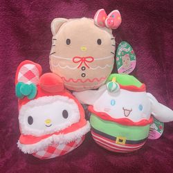 Hello Kitty, My Melody, Cinnamoroll Christmas Squishmallow (Read Description)