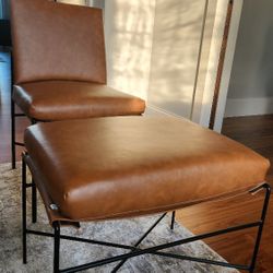 Hearth And Hand Leather Chair With Ottoman 