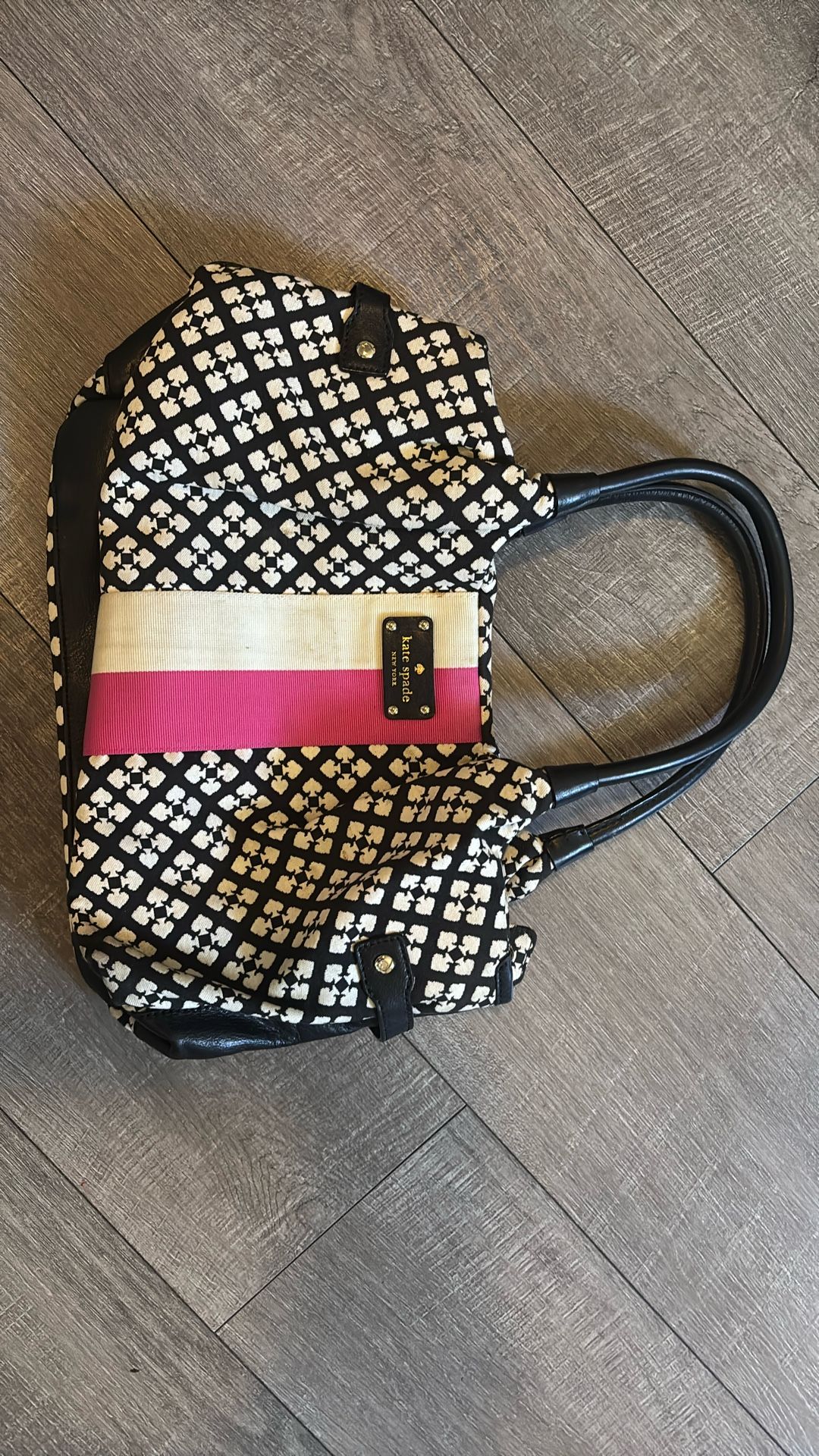 Kate Spade Stevie Women's Bag Black White Pink Handbag Purse