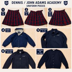 John Adams Academy Skirts size 8 & 1 size 12plus, jacket, sweaters M 10/12