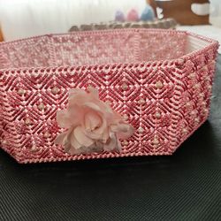 Large canvas , beads, and metallic thread for knick knacks. Been sitting in hutch