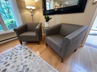 Cartright Gray Fabric Upholstered Accent Chairs Set of 2, Dark Wood, 30x30x30