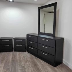 Dresser with Mirror and 2 Nightstands ⚜️ Cómoda con Espejo y 2 Mesitas de Noche 🚚