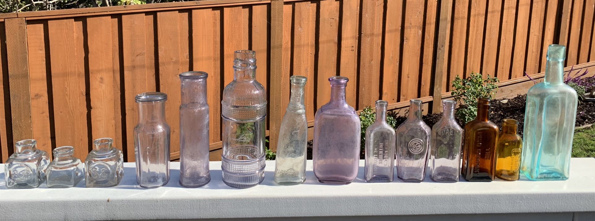 17 Antique Glass Medicine & Ink Bottles