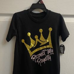 Brand New Boys Black & Gold Tee Size 7 Kids 