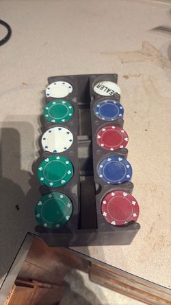 Poker Chip Set with Dealer Chip and Rack
