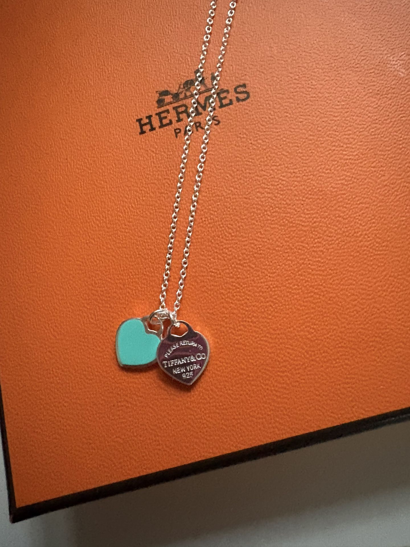 Silver And Blue Heart Necklace 