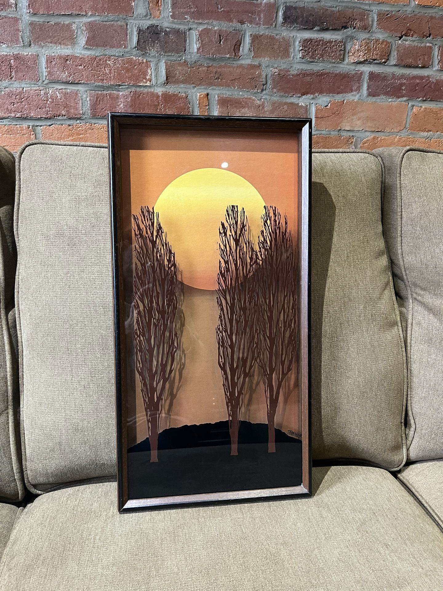 Retro Vintage Virgil Thrasher Modernist Art Frame 70’s Painted Glass