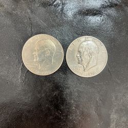 Two Bicentennial Eisenhower  silver dollars